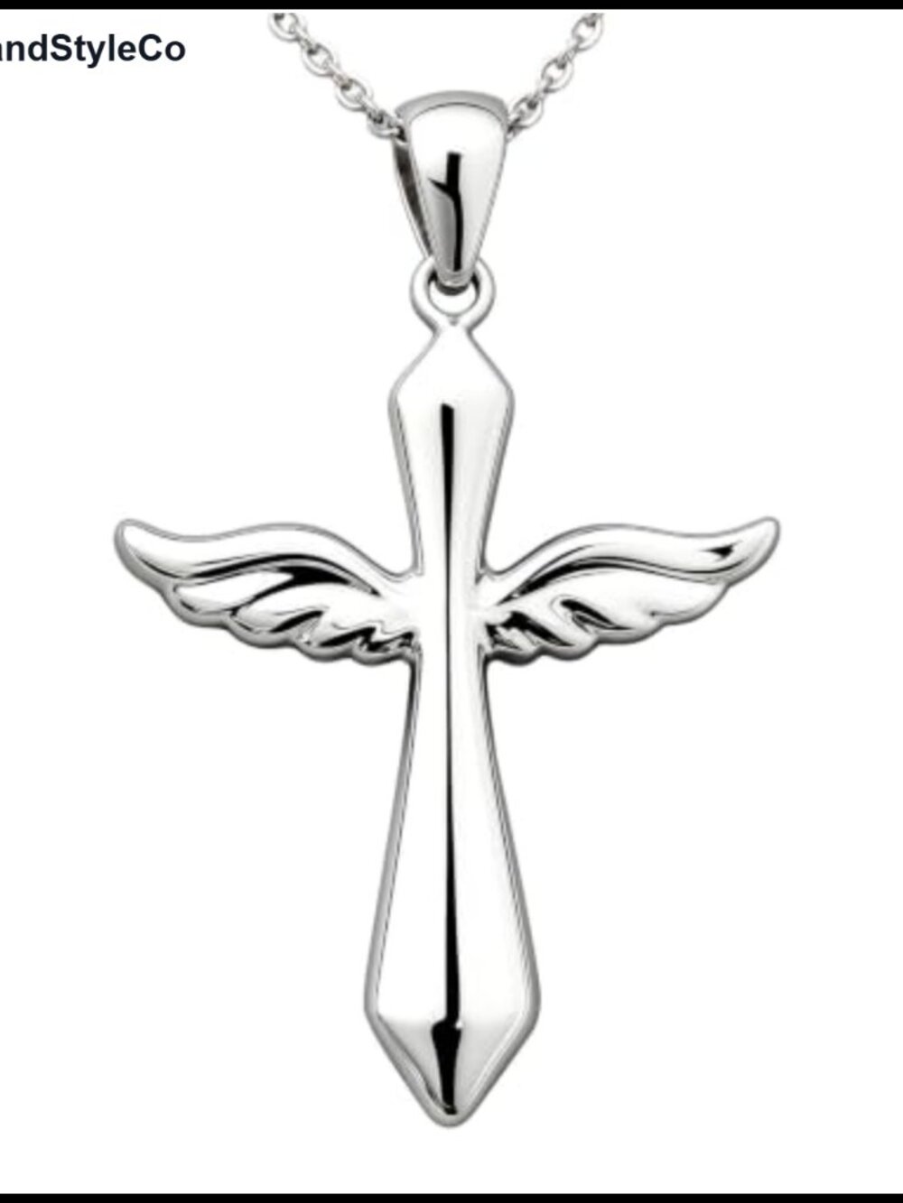 Dainty Angel Wings Cross Necklace 14K Gold & White Gold Plated